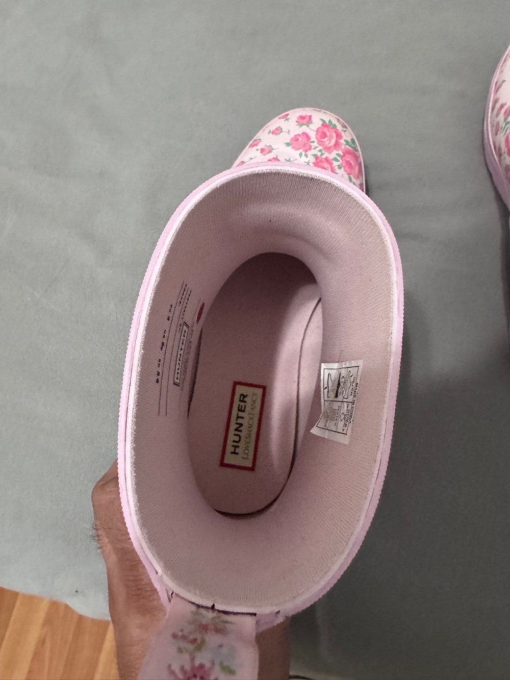 Hunter Pink Floral Kids Rain Boots - Picture 3 of 7